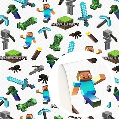 Buy Fabric Minecraft Gaming 100% Cotton 140cm Wide Sold Per Fat Qtr • 4.50£