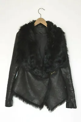 Buy *STUNNING* AllSaints Ladies MURES Sheepskin Shearling Leather Jacket BL UK10 US6 • 149.99£
