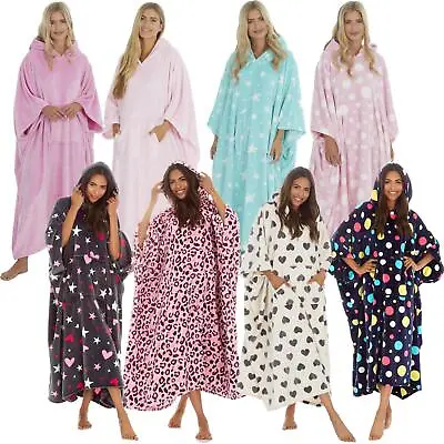 Buy Oversized Hooded Blanket Poncho Long Womens Soft Fleece Lounger Hoodie Kaftan • 23.95£