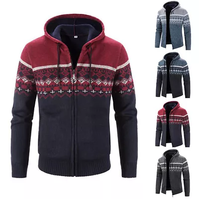 Buy Mens Full Zip Up Sweatshirt Coat Winter Long Sleeve Hoodie Hooded Jumper Tops • 11.39£