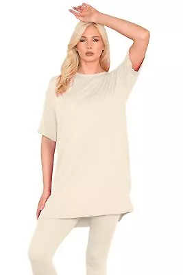 Buy Ladies Oversized T-Shirt Dress Plain Short Sleeve Baggy Boyfriend Tunic PJ Top • 7.67£