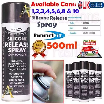 Buy 1-10x Cans Bond It Clear Silicone Release Spray 500ml Mould Clothing Motor Food • 6.49£