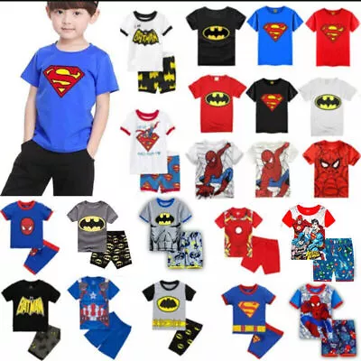 Buy Cartoon Superhero Character Kid's Boys T-Shirt Shorts Summer Pyjama Pajama Set • 5.16£