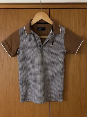 Buy Next Brown Check Polo T-shirt Top Age 6 Years Short Sleeve Shirt - Chequered • 2.99£