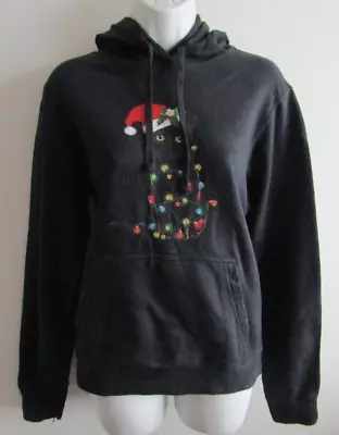 Buy Port Company Womens Blue Christmas Hoodie Sweatshirt Top Size 8 (s) Cat Motif • 6.99£