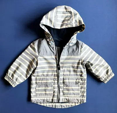 Buy Baby Boy 6-9 Months Summer Clothes Jacket M&S Hooded Blue / White Striped • 1£