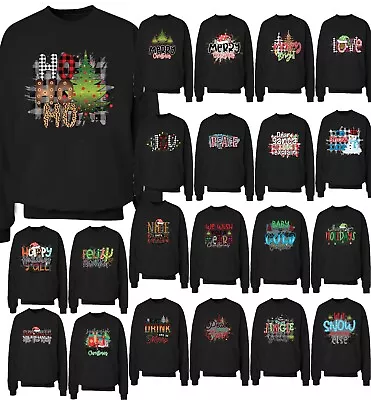 Buy Santa Ho Ho Ho Christmas Jumper Jingle Bell Unisex Black Adult Ugly Sweatshirts • 23.99£