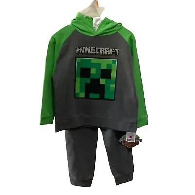 Buy NWT Minecraft Boys Creeper French Terry Jogger Suit Sweatsuit Hoodie & Pants • 14.85£