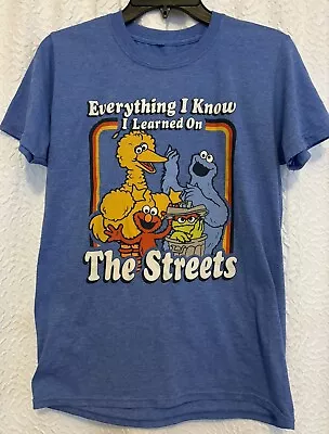 Buy Sesame Street Blue Everything I Know I Learned On The Streets Tshirt Small 34/36 • 9.61£