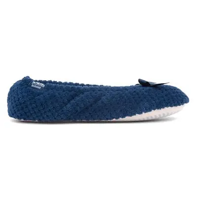 Buy Totes Womens Slippers Navy Adults Slip On Bow Comfortable Popcorn SIZE • 12.99£