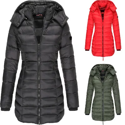 Buy Women's Winter Warm Padded Puffer Jacket Ladies Long Parka Quilted Coat Hooded • 19.84£