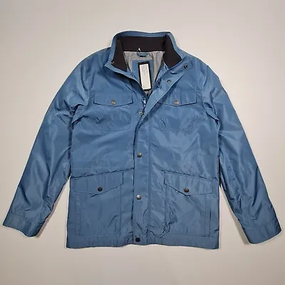 Buy Mens Jacket Blue Medium Lightweight Water Repellent Multi Pocket Rain Coat • 16.99£