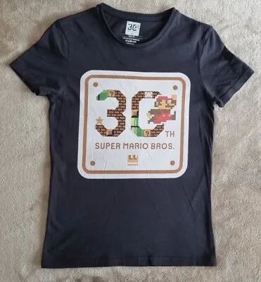 Buy Official Nintendo Bioworld Super Mario Bros 30th Anniversary Black T-Shirt XS • 12.77£