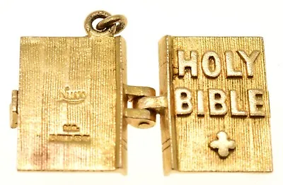 Buy Charm Yellow Gold 9ct Holy Bible With Lords Prayer 1.4 Grams Jewellery Gift [B] • 149.95£