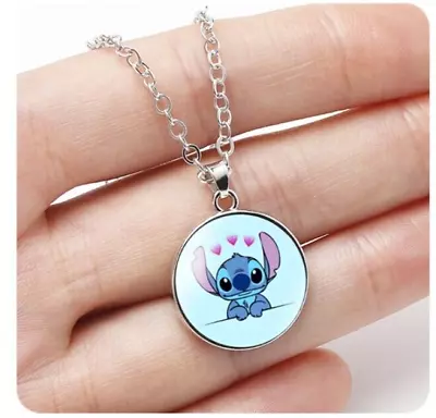 Buy Lilo & And Stitch Necklace Glass Girls Ladies Pendant Charm Jewellery Chain G • 5.99£