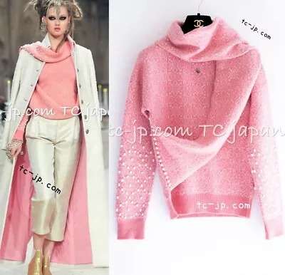 Buy CHANEL 12PF Pink Ivory Scarf Gripox Cashmere Knit Sweater 34 36 US2 4 • 969.06£