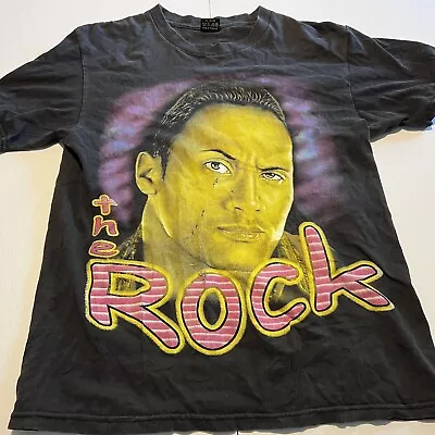 Buy The Rock WWE WWF Wrestling Double Sided Retro Feel Shirt Mens Size M/L Black • 18.55£