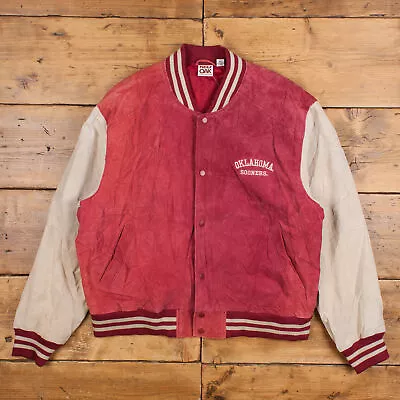 Buy Vintage Red Oak Suede Jacket XL 90s Varsity Pink Womens Snap • 54.99£