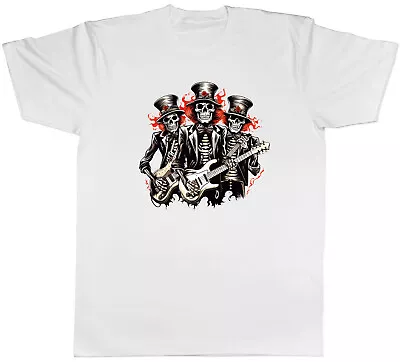 Buy Skeleton Music Band Mens T-Shirt Rock N Roll Electric Guitar Tee Gift • 8.99£