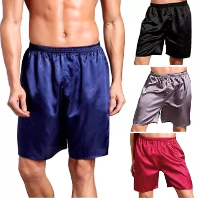 Buy Men Simulate Silk Satin Pyjamas Trousers Dragon Loose Half Shorts Sleepwear • 14.39£