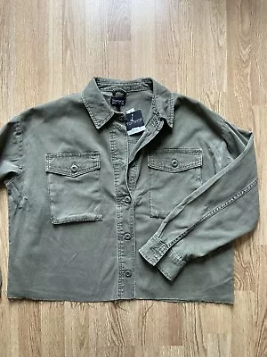 Buy TOPSHOP Military Cut Off Womens Green Khaki Jacket Size Medium Shirt • 15£