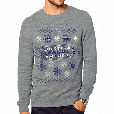 Buy Unisex Jumper DC Originals Justice League America Christmas Sweatshirt Grey • 20.99£
