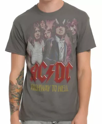Buy Official AC/DC Highway To Hell Mens Vintage Charcoal T Shirt AC/DC Tee • 19.95£