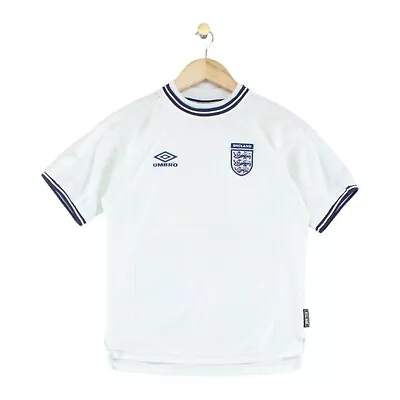 Buy England 1999/00 Football Jersey Home Short Sleeve White Boys Size 12-13 Years • 19.99£
