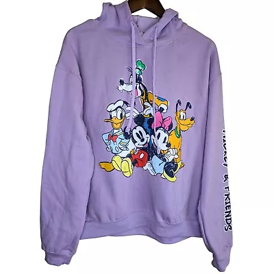 Buy Disney Mickey & Friends Hooded Sweatshirt Large Jrs Lilac Purple Hoodie Spellout • 23.95£