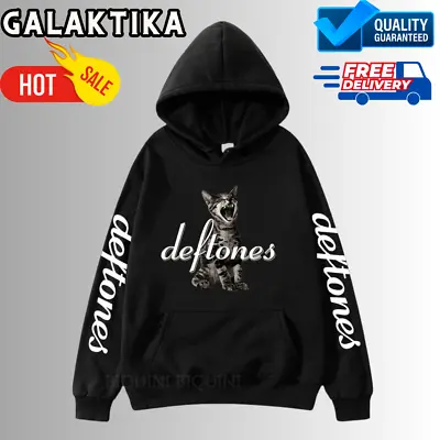 Buy Deftones Skull Rock Band Hoodie | Deftones Cat Black Sweatshirt | Unisex Hoodie • 17.99£