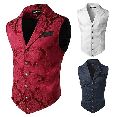Buy Gothic Mens Victorian Suit Vest Steampunk Gothic Waistcoat Casual Punk Dress • 23.99£