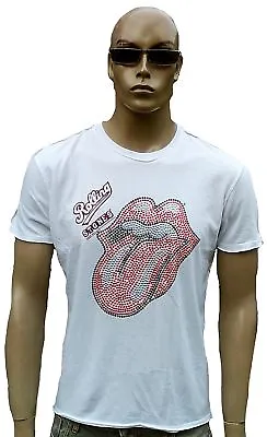 Buy Wow Amplified Rolling Stones Rhinestone Tongue Rock Star Vip T-shirt Size L • 41.22£