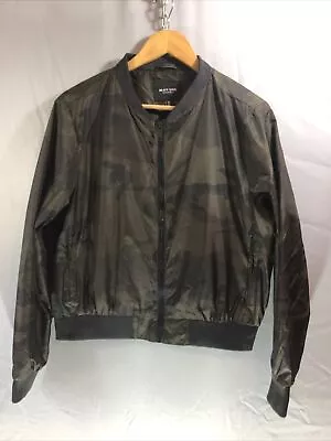 Buy Brave Soul Dark Green Camo Print Lightweight Lined Bomber Jacket Size 16 Ex Con • 11.95£