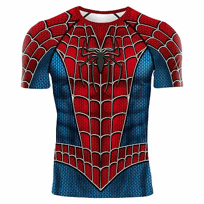Buy Classic Raimi Spider-Man T-shirts Spiderman Costume Sport Short Sleeve Tee Gym • 14.24£