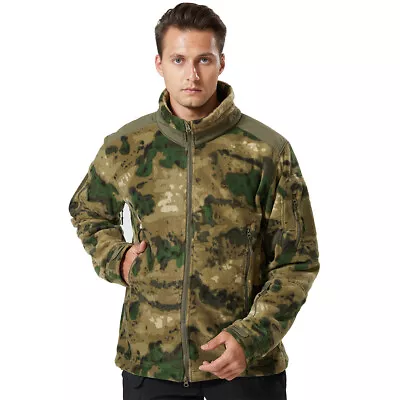 Buy Camo Men's Fleece Jacket Army Tactical Outdoor Warm Military Coat Combat Casual • 35.99£