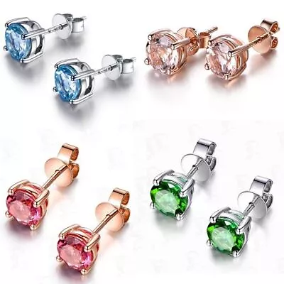 Buy Womens 925 Sterling Silver Cubic Zirconia Round Stud Earrings Jewellery Gift • 2.99£