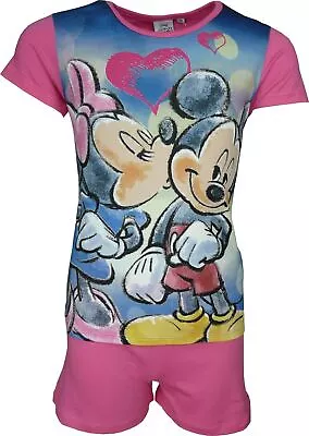 Buy Girls Disney Minnie Mouse Pyjamas QE2078 Short Pjs Set Size 3-8 Years • 5.50£