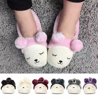 Buy Womens Ladies Fur Lined Present Gift Comfy Bear Pom Pom Plush Cute Slippers Size • 4.99£