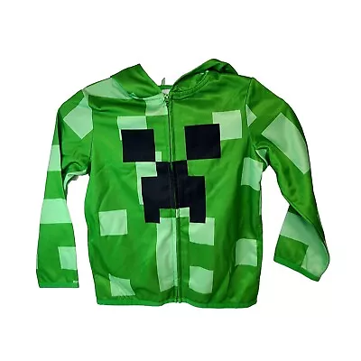Buy Size 5 Minecraft Themed Zip-up Jacket W/ Creeper Face Hoodie • 12.63£