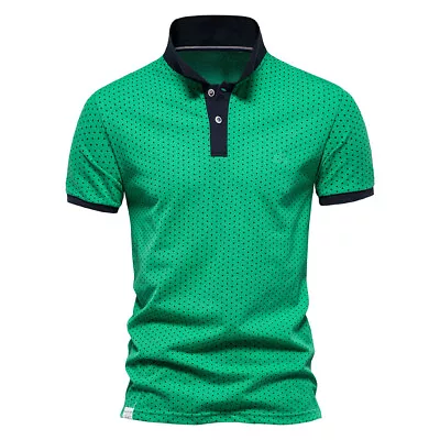 Buy Mens Polka Polo Shirt T-Shirt Top Short Sleeve Contrast Colours S M L XL PL21 • 11.99£