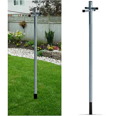 Buy Galvanized 2.4m Washing Line Post Pole Heavy Duty Clothes Support With Socket • 20.85£