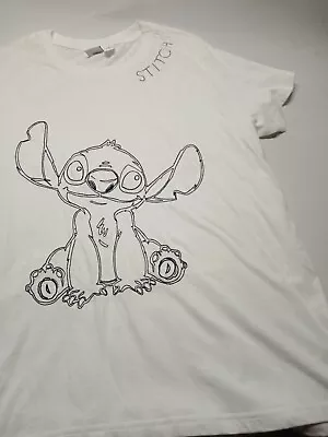 Buy Lilo And Stitch Stitched StichT Shirt White Large Disney  • 9.95£