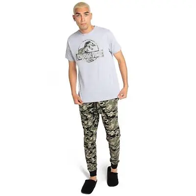 Buy Jurassic Park Mens Pyjamas Logo Camo Camouflage PJs Long Sleep Set Official • 24.99£