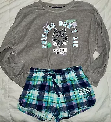 Buy Girls Justice Brand Stranger Things Pajama Shorts Set-EUC-Size 7/8 • 14.48£