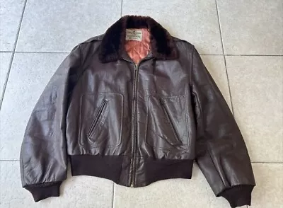 Buy 50s Vtg Horsehide Durable Brown Flight Leather Jacket Sz 40/42 USA Brando • 450£