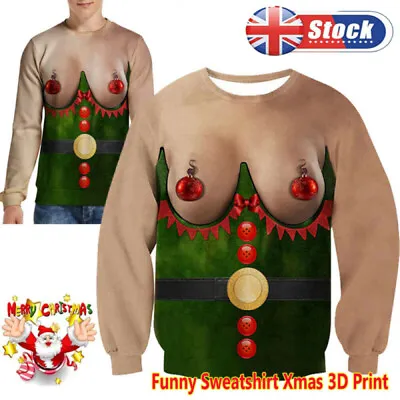 Buy Ugly Christmas Jumper Sweater Mens Women Funny 3D Print Sweatshirt Xmas Pullover • 11.99£