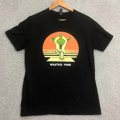Buy Yoda T Shirt Master Yoga Gildan Softstyle Star Wars T Shirt Mens UK Medium Black • 11.99£