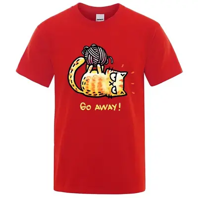 Buy Angry Cat Go Away Cartoon Print T Shirt Crewneck Cotton • 14.82£