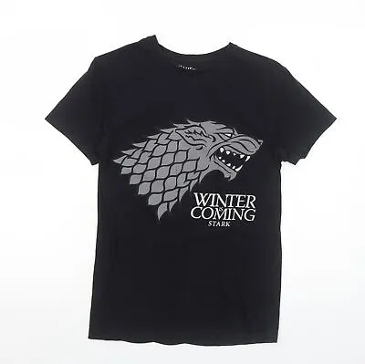 Buy Game Of Thrones Mens Black Viscose T-Shirt Size XS Round Neck - Winter Is Coming • 7£
