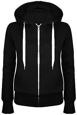Buy Womens Plain Zip Hoodie Ladies Hooded Zipper Sweatshirt Jacket Coat Hooded Top • 6.25£